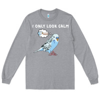 Heather Grey parakeet bird biting finger funny i only look calm Long Sleeve Tee - linhVisuals