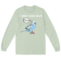 Matcha parakeet bird biting finger funny i only look calm Long Sleeve Tee - linhVisuals