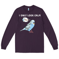Plum parakeet bird biting finger funny i only look calm Long Sleeve Tee - linhVisuals