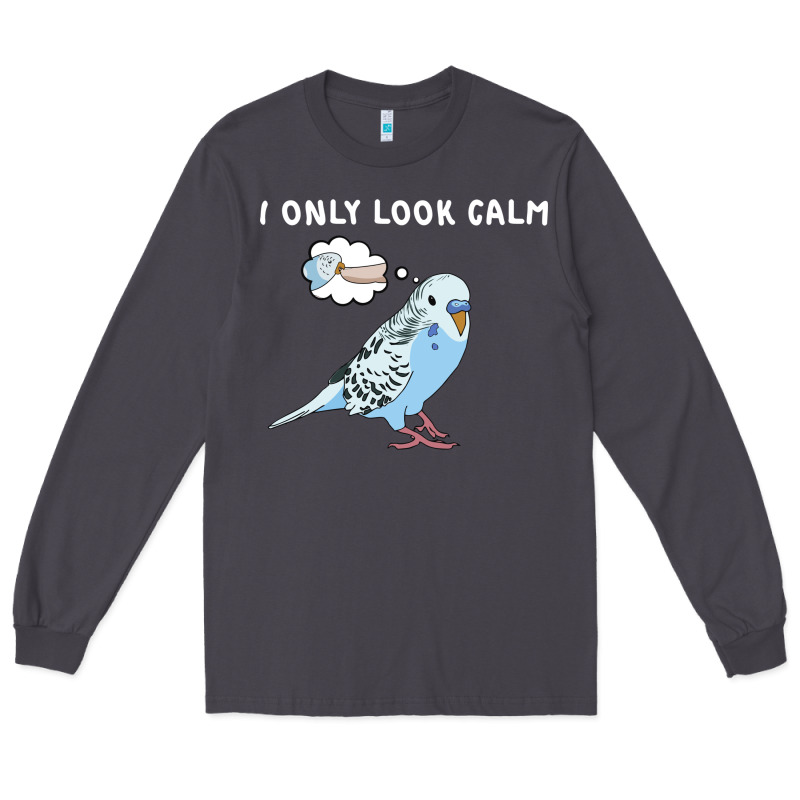 Parakeet Bird Biting Finger Funny I Only Look Calm Long Sleeve Tee by linhVisuals | Teevron