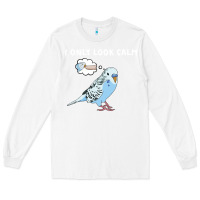 White parakeet bird biting finger funny i only look calm Long Sleeve Tee - linhVisuals