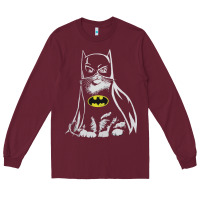 Burgundy catman tshirt Long Sleeve Tee - linhVisuals