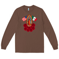 Chestnut our lady virgen de guadalupe mexican american flag holiday Long Sleeve Tee - linhVisuals