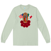 Matcha our lady virgen de guadalupe mexican american flag holiday Long Sleeve Tee - linhVisuals