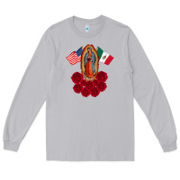Moon Dust our lady virgen de guadalupe mexican american flag holiday Long Sleeve Tee - linhVisuals