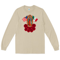 Mushroom our lady virgen de guadalupe mexican american flag holiday Long Sleeve Tee - linhVisuals
