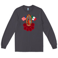 Smoke our lady virgen de guadalupe mexican american flag holiday Long Sleeve Tee - linhVisuals