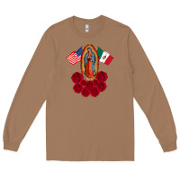 Toasted Coconut our lady virgen de guadalupe mexican american flag holiday Long Sleeve Tee - linhVisuals