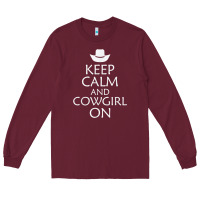 Burgundy keep calm and cowgirl horse Long Sleeve Tee - linhVisuals