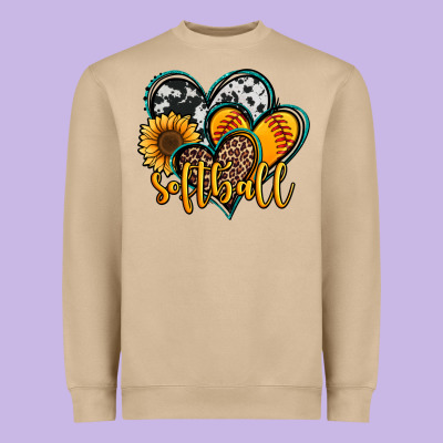 Softball Hearts Heavyweight Sweatshirt Designed By Jasminsmagicworld