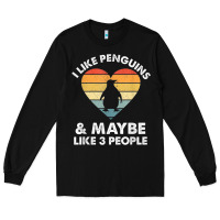 Black i like penguins and 3 people vintage Long Sleeve Tee - linhVisuals