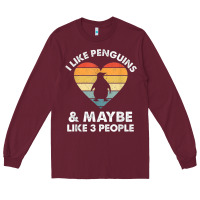 Burgundy i like penguins and 3 people vintage Long Sleeve Tee - linhVisuals