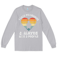 Moon Dust i like penguins and 3 people vintage Long Sleeve Tee - linhVisuals