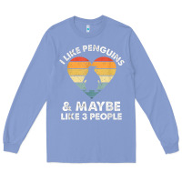 Colony Blue i like penguins and 3 people vintage Long Sleeve Tee - linhVisuals