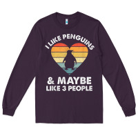 Plum i like penguins and 3 people vintage Long Sleeve Tee - linhVisuals