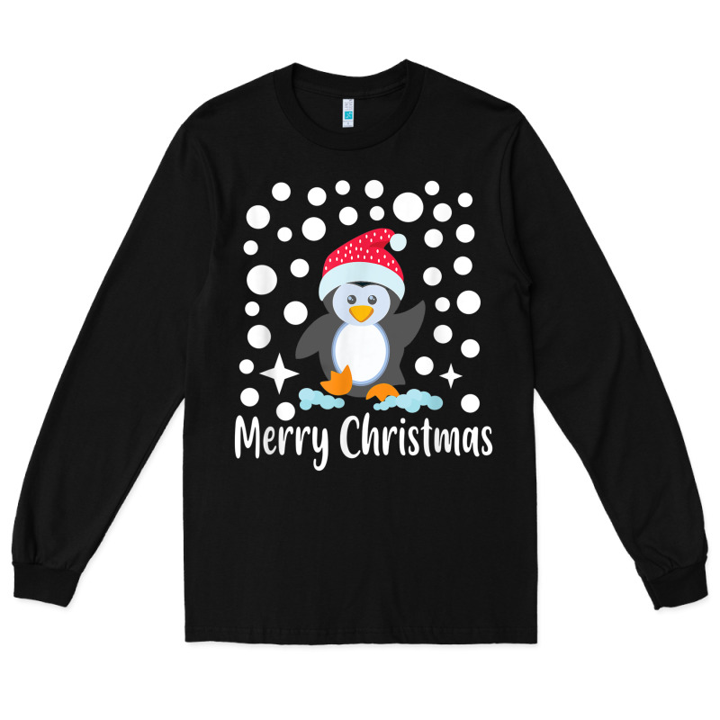Penguin Merry Christmas With Snow Long Sleeve Tee by linhVisuals | Teevron