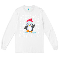 White penguin merry christmas with snow Long Sleeve Tee - linhVisuals