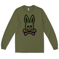 Army Green psychedelic bunny easter day, qsycho bunnies, easter 2022 Long Sleeve Tee - linhVisuals