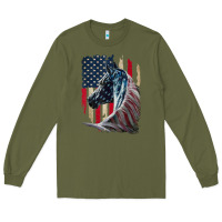 Army Green patriotic horse american flag   horse vintage Long Sleeve Tee - linhVisuals