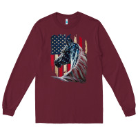 Burgundy patriotic horse american flag   horse vintage Long Sleeve Tee - linhVisuals