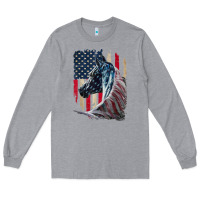 Heather Grey patriotic horse american flag   horse vintage Long Sleeve Tee - linhVisuals