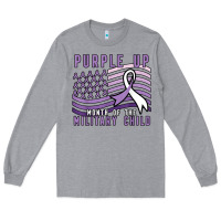 Heather Grey purple up month of the military child Long Sleeve Tee - linhVisuals