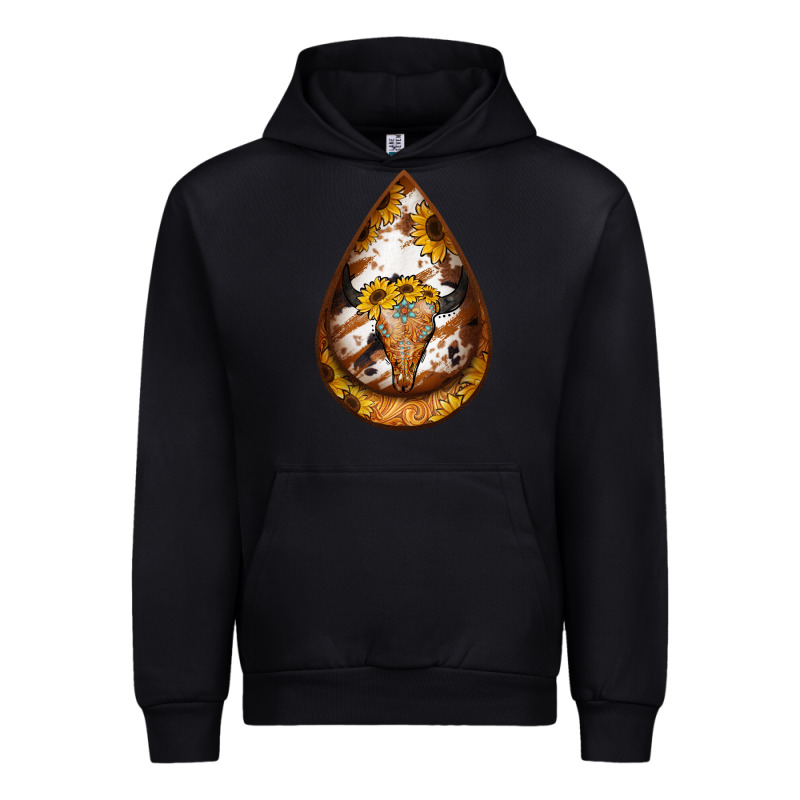 Sunflower Tooled Leather Bullskull Teardrop Earrings Urban Hoodie by Jasminsmagicworld | Teevron