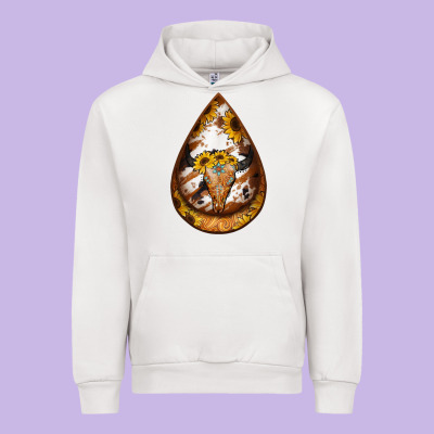 Sunflower Tooled Leather Bullskull Teardrop Earrings Urban Hoodie Designed By Jasminsmagicworld