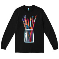 Black Paint Brushes Long Sleeve Tee - linhVisuals