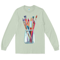 Matcha Paint Brushes Long Sleeve Tee - linhVisuals