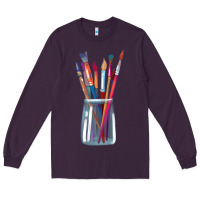 Plum Paint Brushes Long Sleeve Tee - linhVisuals