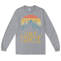 Heather Grey vintage lake tahoe california nevada retro t shirt Long Sleeve Tee - linhVisuals