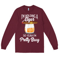 Burgundy cigar smoking tshirt smoking whiskey drinking dad tee gift Long Sleeve Tee - linhVisuals