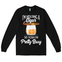 Black cigar smoking tshirt smoking whiskey drinking dad tee gift Long Sleeve Tee - linhVisuals