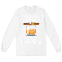 White cigar smoking tshirt smoking whiskey drinking dad tee gift Long Sleeve Tee - linhVisuals
