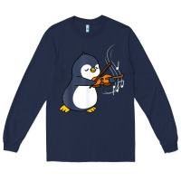 Penguin Playing Violin Animal Long Sleeve Tee | Teevron