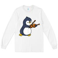White penguin playing violin animal Long Sleeve Tee - linhVisuals