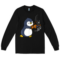 Black penguin playing violin animal Long Sleeve Tee - linhVisuals