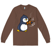 Chestnut penguin playing violin animal Long Sleeve Tee - linhVisuals
