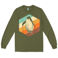 Army Green penguin retro vintage style penguin Long Sleeve Tee - linhVisuals
