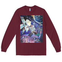 Burgundy spaceship earth mural Long Sleeve Tee - linhVisuals