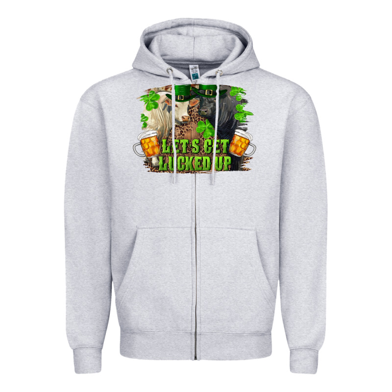 Let's Get Lucked Up Charolais And Black Angus Bull Zipper Hoodie by RanaPortraitStore | Teevron