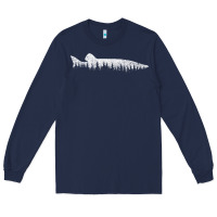 Navy musky pine forest fishing angler Long Sleeve Tee - linhVisuals