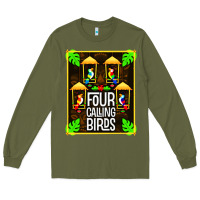 Army Green four calling birds Long Sleeve Tee - linhVisuals