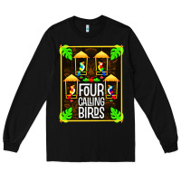 Black four calling birds Long Sleeve Tee - linhVisuals