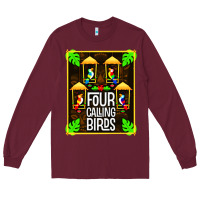 Burgundy four calling birds Long Sleeve Tee - linhVisuals