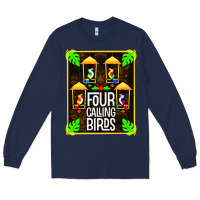 Navy four calling birds Long Sleeve Tee - linhVisuals