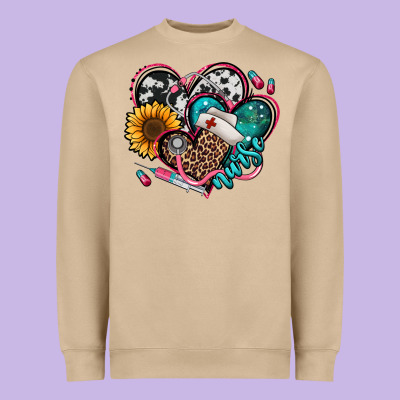 Nurse Hearts Heavyweight Sweatshirt Designed By Jasminsmagicworld