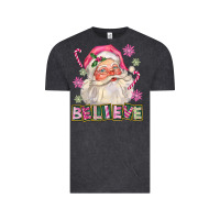 Vintage Black Pink Believe Santa Christmas Vintage Tee - FaDigitalArtStudio