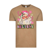 Vintage Coffee Pink Believe Santa Christmas Vintage Tee - FaDigitalArtStudio